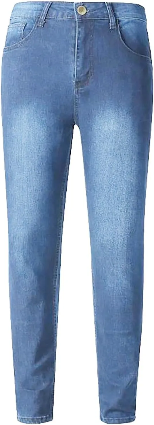 Jeans for Men Stretch Fit High Waisted Jeans Harem Joggers Pants Fashion Trousers Classic 5 Pocket Streetwear