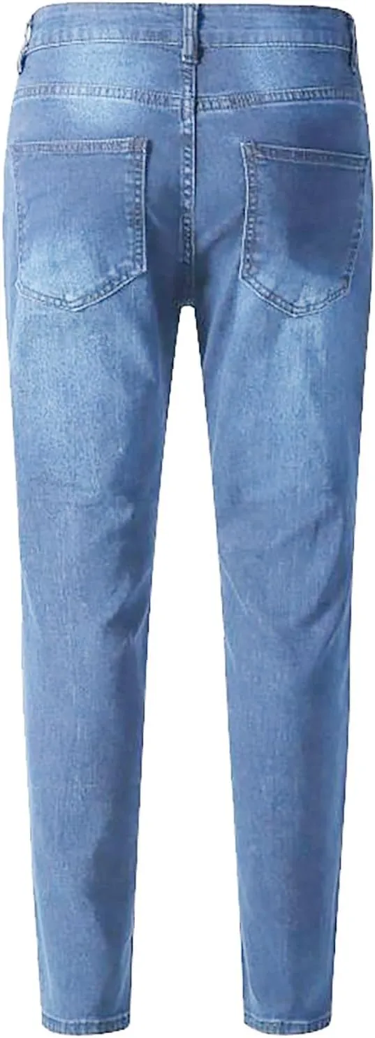 Jeans for Men Stretch Fit High Waisted Jeans Harem Joggers Pants Fashion Trousers Classic 5 Pocket Streetwear