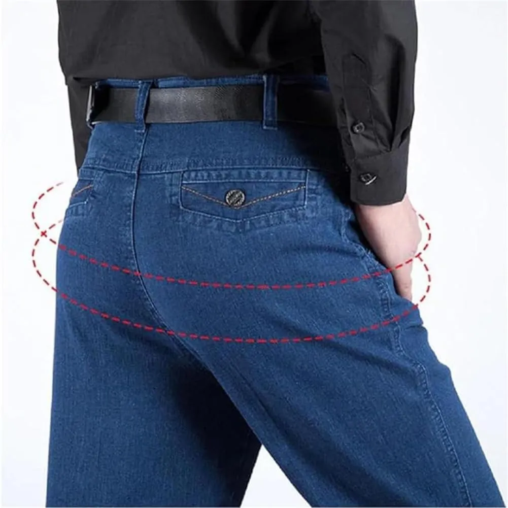 Jeans for Older Men, Jetjeans Stretch Denim for Men, Mens Elastic Waist Jeans Men's Casual Classic Fit Denim Trouser