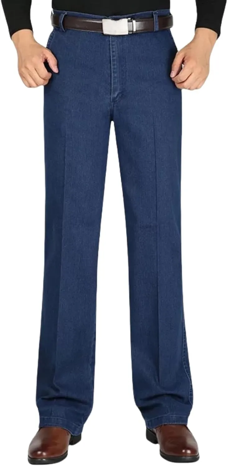 Jeans for Older Men, Jetjeans Stretch Denim for Men, Mens Elastic Waist Jeans Men's Casual Classic Fit Denim Trouser