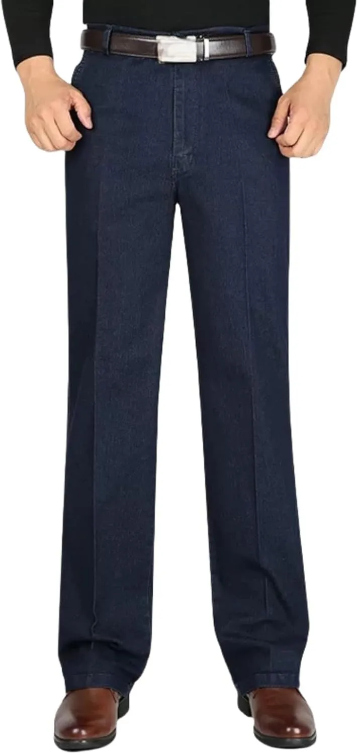 Jeans for Older Men, Jetjeans Stretch Denim for Men, Mens Elastic Waist Jeans Men's Casual Classic Fit Denim Trouser