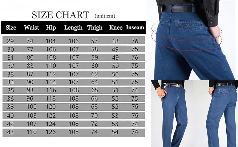 Jeans for Older Men, Jetjeans Stretch Denim for Men, Mens Elastic Waist Jeans Men's Casual Classic Fit Denim Trouser