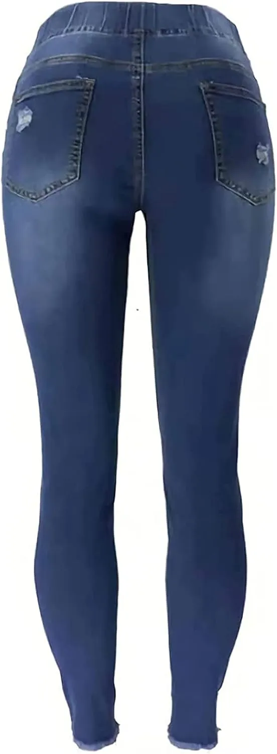 Jeans for Women, Women Stretchy Ripped Distressed Straight Leg Boyfriend Skinny Jeans