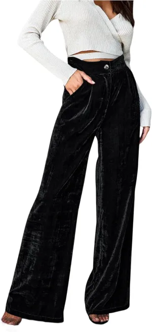 Velvet Wide-Leg Pants