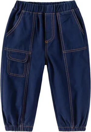 Kids Boys Cargo Pants Elastic Waist Baggy Joggers Light Leisure Toddler Trousers Hiking Outdoor Activities