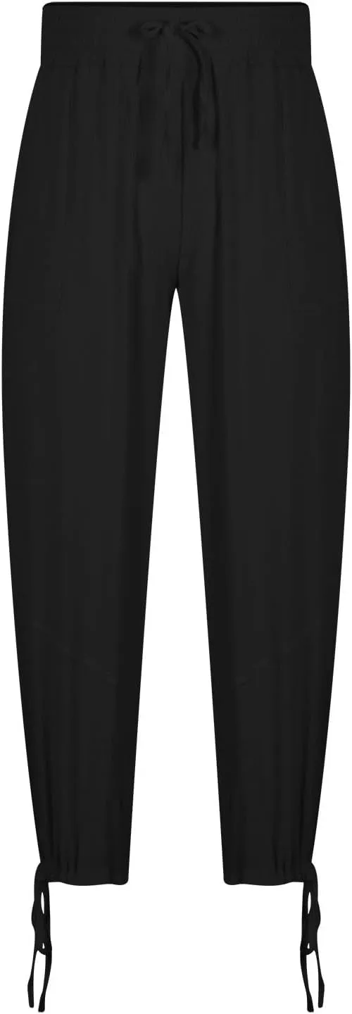 Linen Baggy Harem Pants Men Lightweight Casual Drawstring Elastic Waisted Solid Palazzo Trousers with Pockets