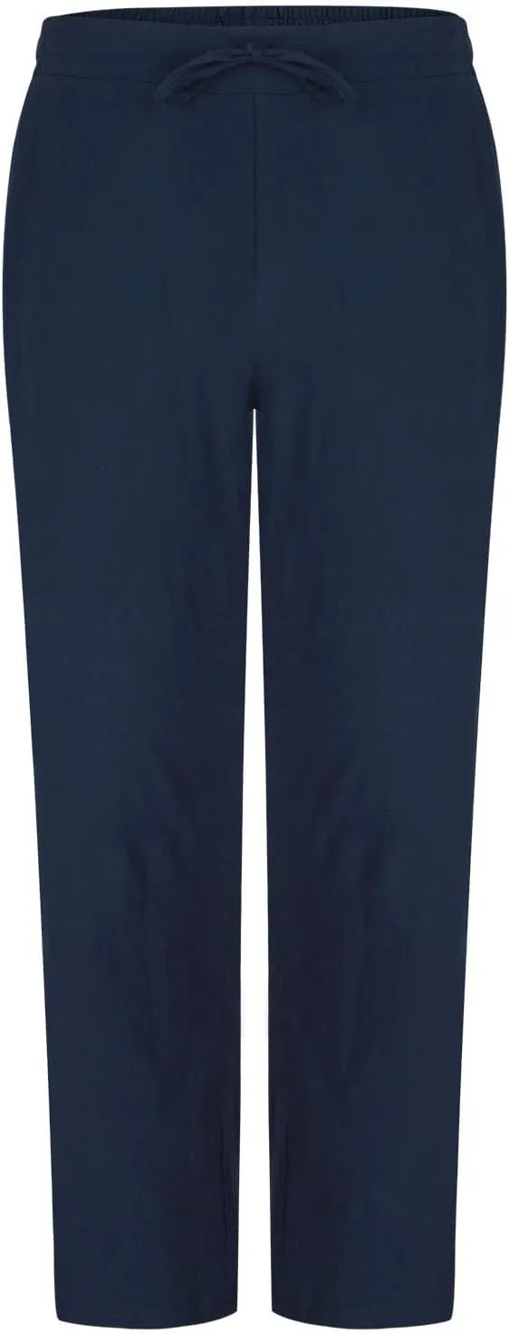 Linen Pants Men Long Relaxed Fit Elastic Waist Pants with Pockets Beach Yoga Travel Lounge Trousers for Summer
