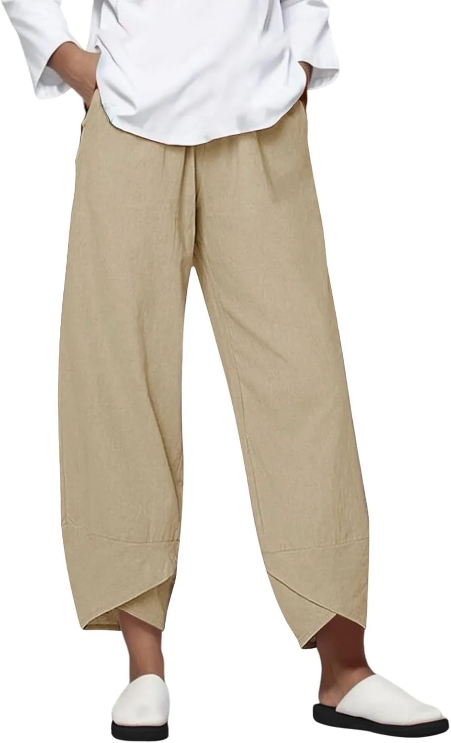 Lounge Pants Straight Summer Pants High Casual Waist Long Solid High Waist Loose Capri Pants Trousers with Pockets