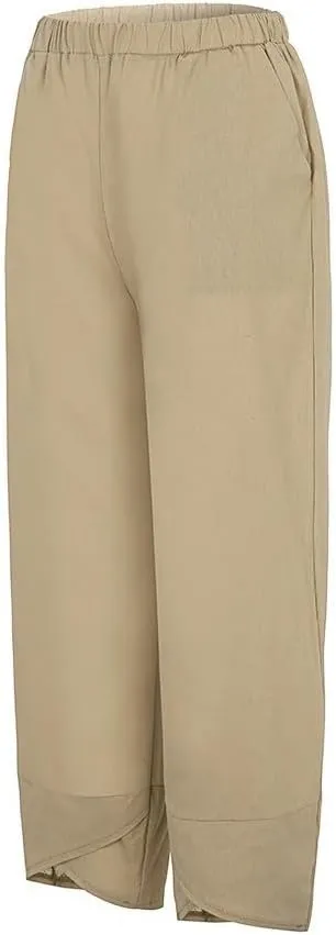 Lounge Pants Straight Summer Pants High Casual Waist Long Solid High Waist Loose Capri Pants Trousers with Pockets
