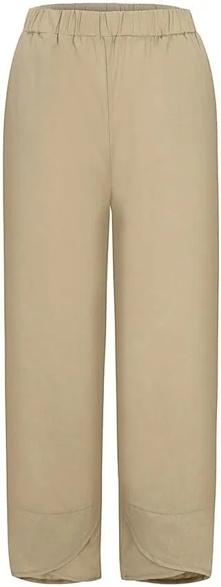 Lounge Pants Straight Summer Pants High Casual Waist Long Solid High Waist Loose Capri Pants Trousers with Pockets
