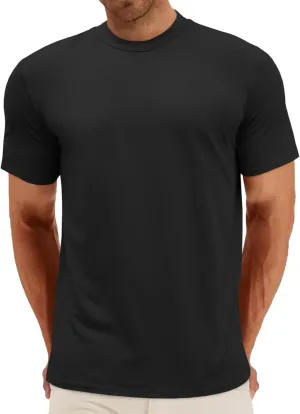 Makkrom Mens Mock Turtleneck T-Shirts Summer Short Sleeve Basic Tees Casual Solid Pullover Tops
