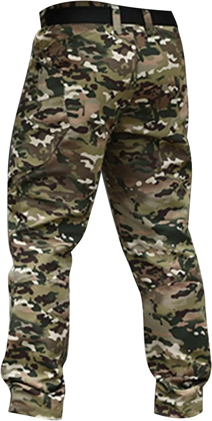 Mens Cargo Pants Baggy Casual Trousers Hiking Straight Tactical Pants Multi Pockets Water Resistant Work Pants