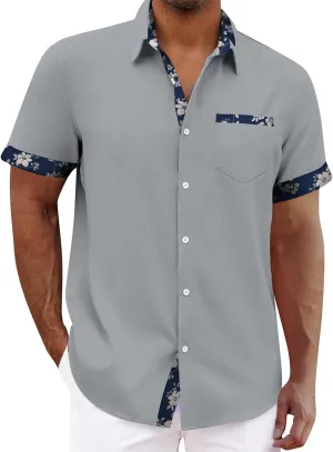 Men's Casual Button Down Shirts Regular Fit Short Sleeve Hawaiian Shirt for Men Big and Tall Dress Shirt Beach Tops