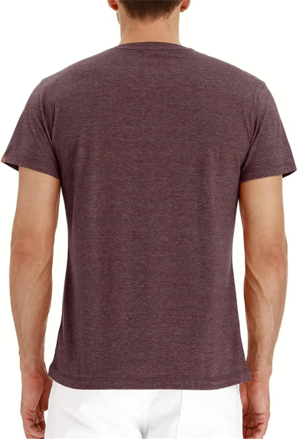 Mens Casual T Shirts Button Down Crewneck Basic Tees Slim Fit Plain Workout Tees Lightweight Breathable Muscle Shirts