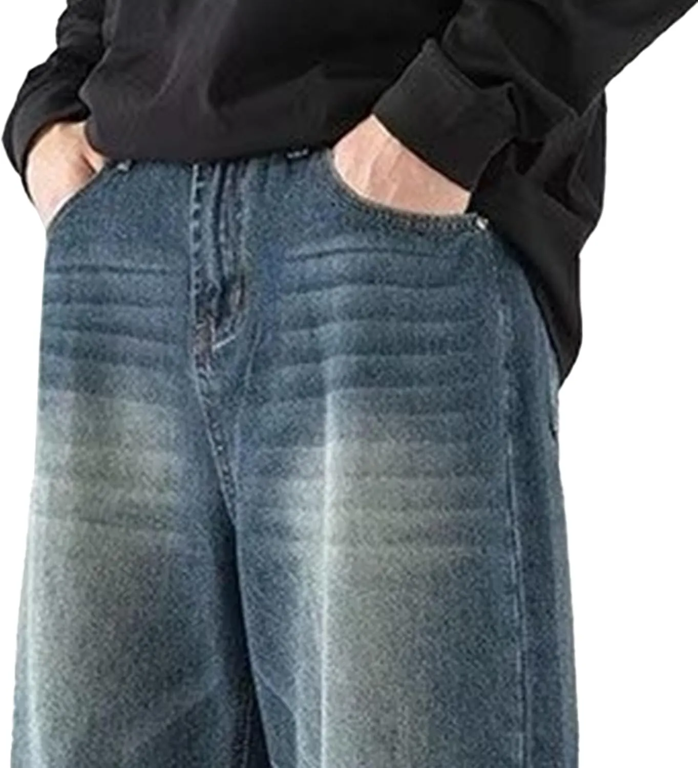 Men's Classic Fit Bootcut Jeans Denim Pants Casual Loose Fit Long Trousers