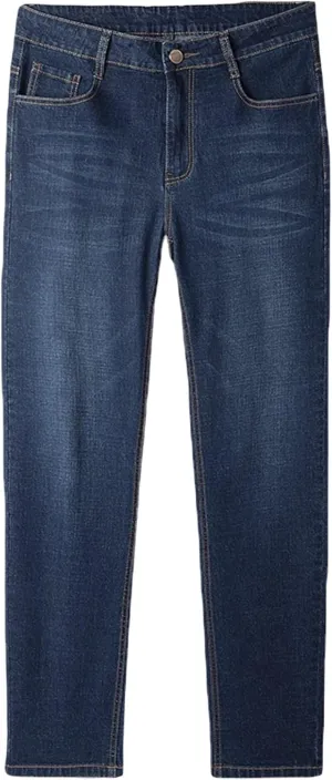 Men's Classic Vintage 5 Pocket Jeans Stretch Slim Fit Straight Leg Denim Pants Casual Relaxed Fit Jean Trousers
