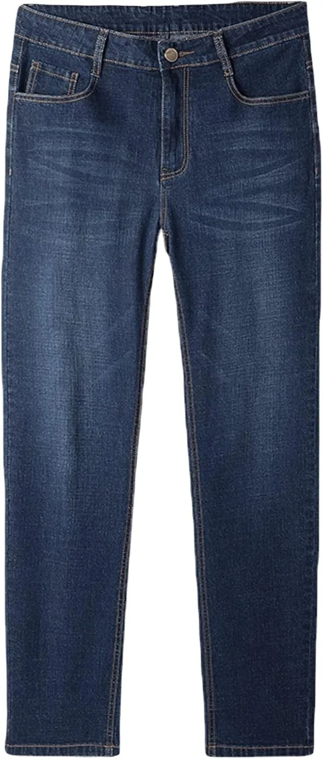 Men's Classic Vintage 5 Pocket Jeans Stretch Slim Fit Straight Leg Denim Pants Casual Relaxed Fit Jean Trousers