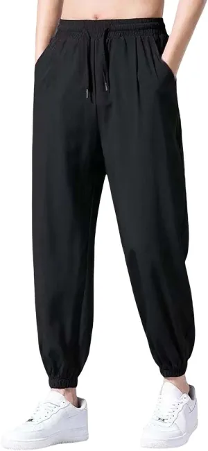 Mens Jogger Sweatpants Plus Size Gym Athletic Sports Running Pants Drawstring Elastic Waist Tapered Workout Trousers