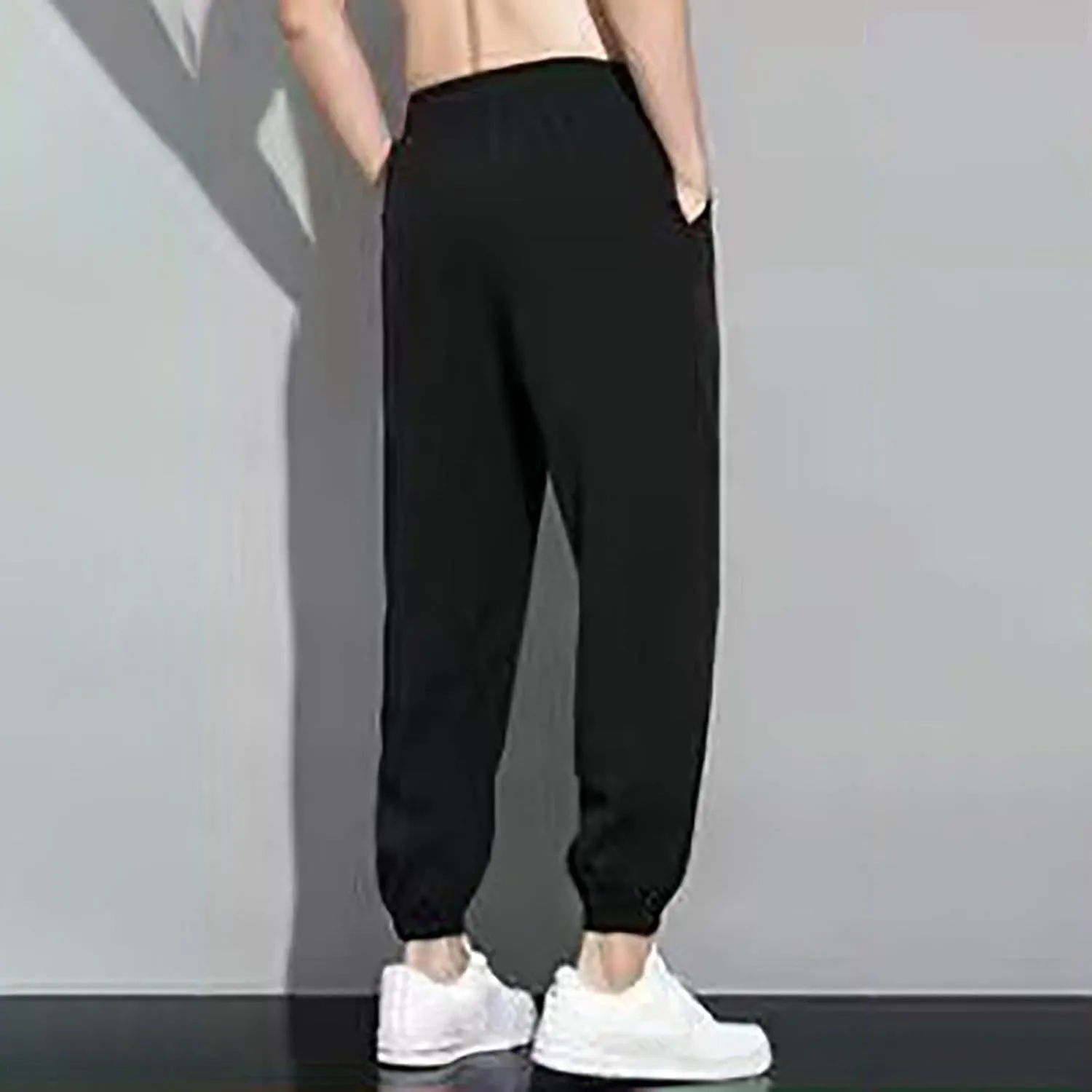 Mens Jogger Sweatpants Plus Size Gym Athletic Sports Running Pants Drawstring Elastic Waist Tapered Workout Trousers