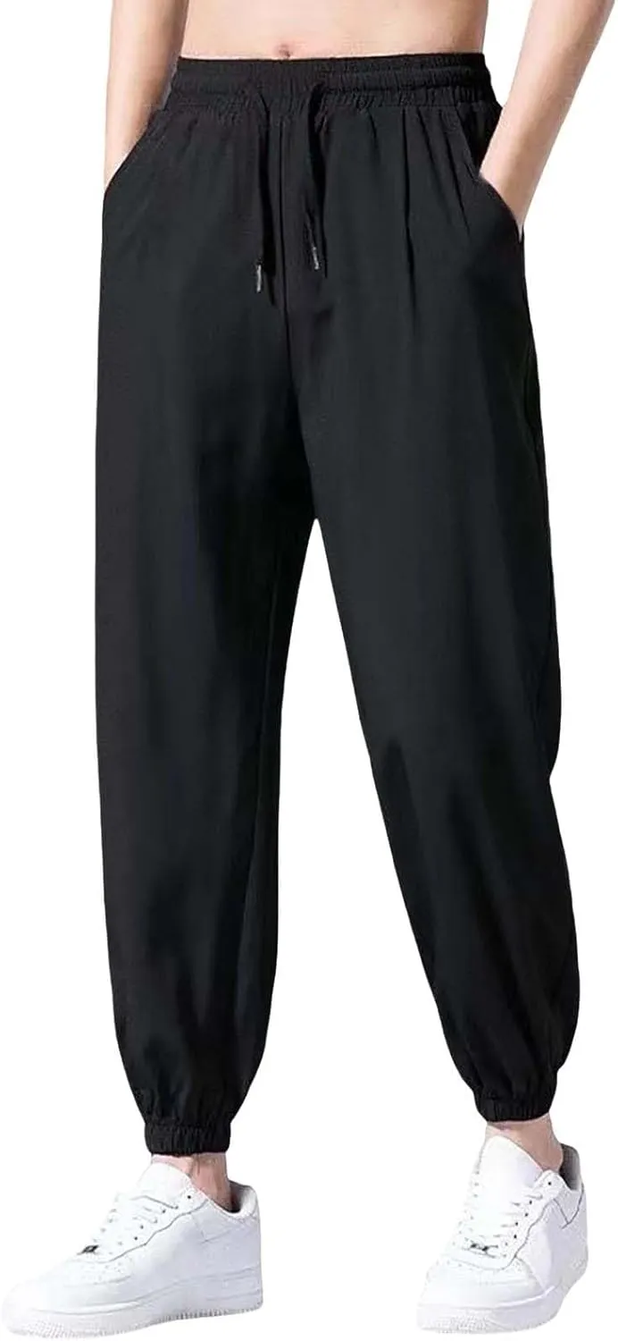 Mens Jogger Sweatpants Plus Size Gym Athletic Sports Running Pants Drawstring Elastic Waist Tapered Workout Trousers