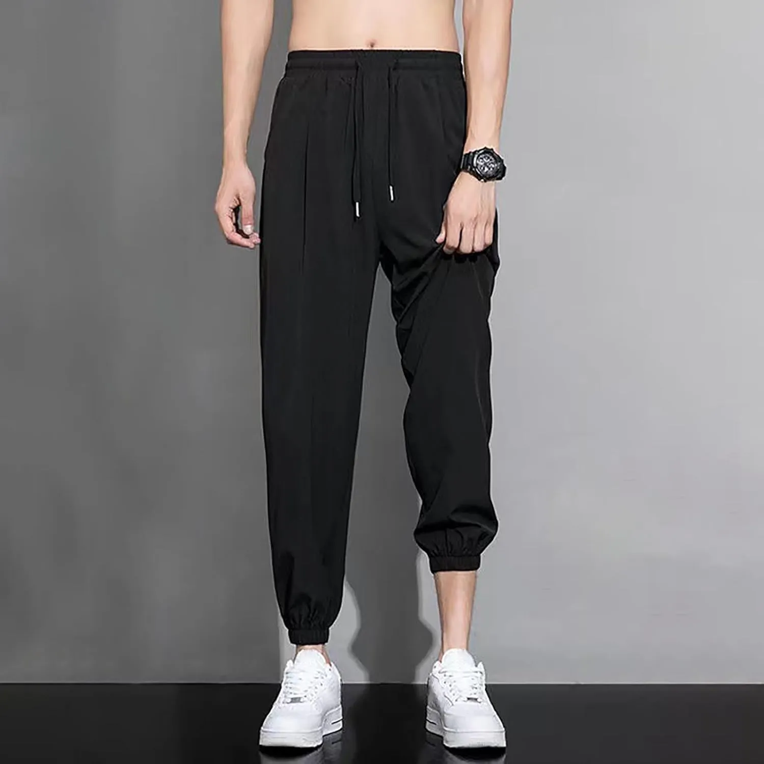 Mens Jogger Sweatpants Plus Size Gym Athletic Sports Running Pants Drawstring Elastic Waist Tapered Workout Trousers