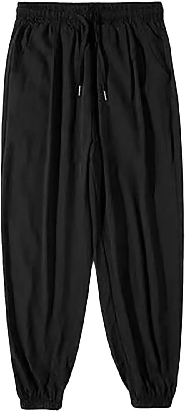 Mens Jogger Sweatpants Plus Size Gym Athletic Sports Running Pants Drawstring Elastic Waist Tapered Workout Trousers