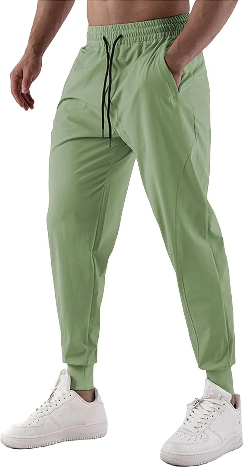 Mens Joggers with Pockets Gym Athletic Pants Workout Tapered Trousers Outdoor Sports Running Sweatpants for Summer