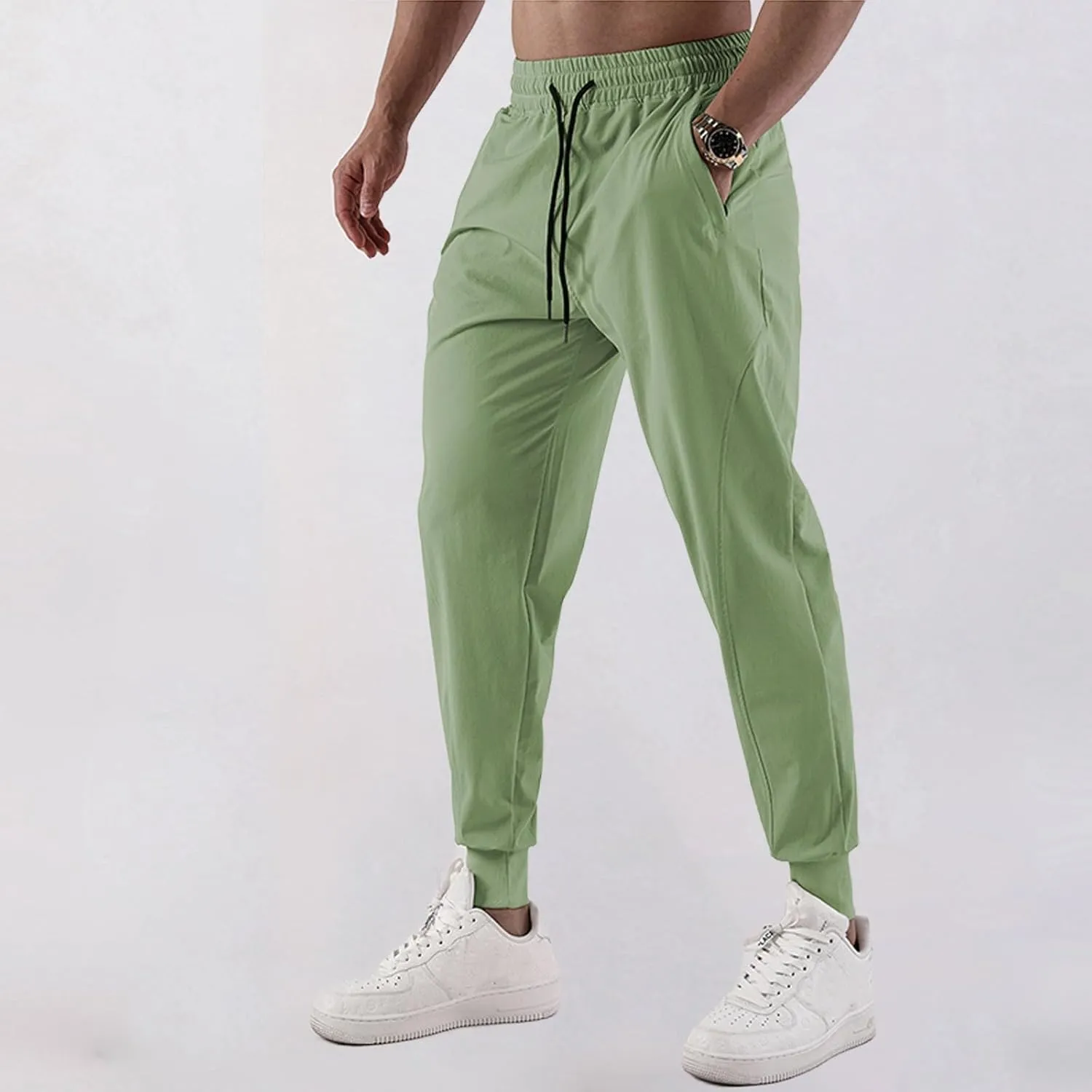 Mens Joggers with Pockets Gym Athletic Pants Workout Tapered Trousers Outdoor Sports Running Sweatpants for Summer
