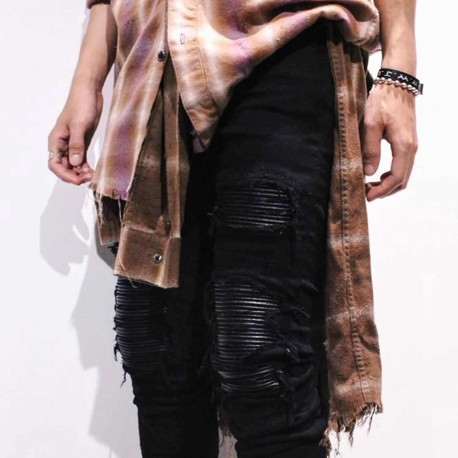 Men's Ripped Skinny Stretch Jeans Vintage Distressed Straight Leg Denim Pants Regular Fit Destroyed Jean Trousers