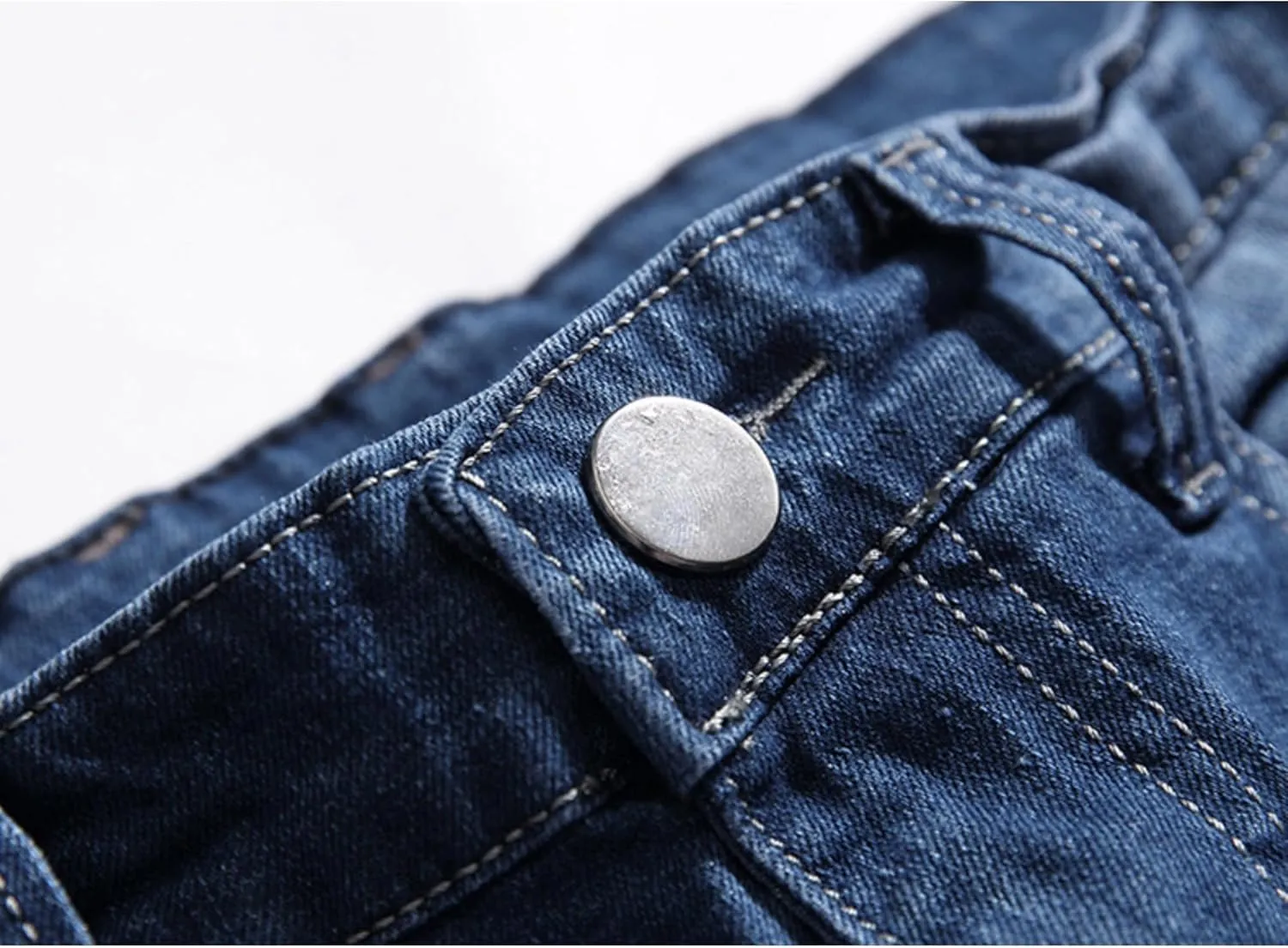 Men's Ripped Straight Leg Moto Jeans Hip Hop Washed Jean Trousers Denim Distressed Slim Fit Denim Pants