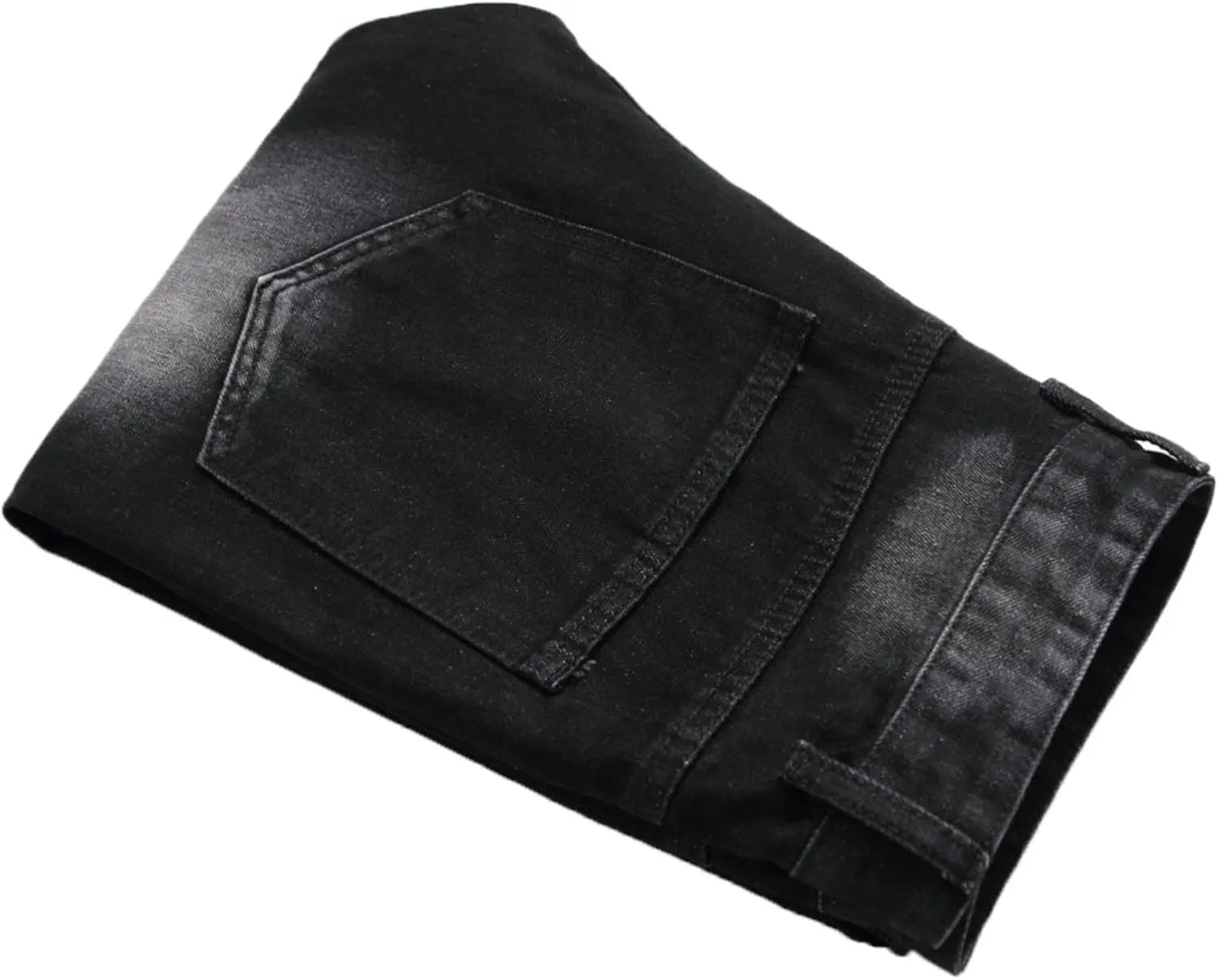 Men's Ripped Straight Leg Moto Jeans Hip Hop Washed Jean Trousers Denim Distressed Slim Fit Denim Pants