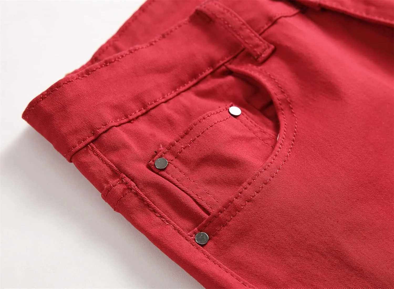 Men's Slim Fit Skinny Stretch Jeans Vintage Distressed Comfy Denim Pants Washed Straight Leg Comfy Jean Trousers (Red,40)