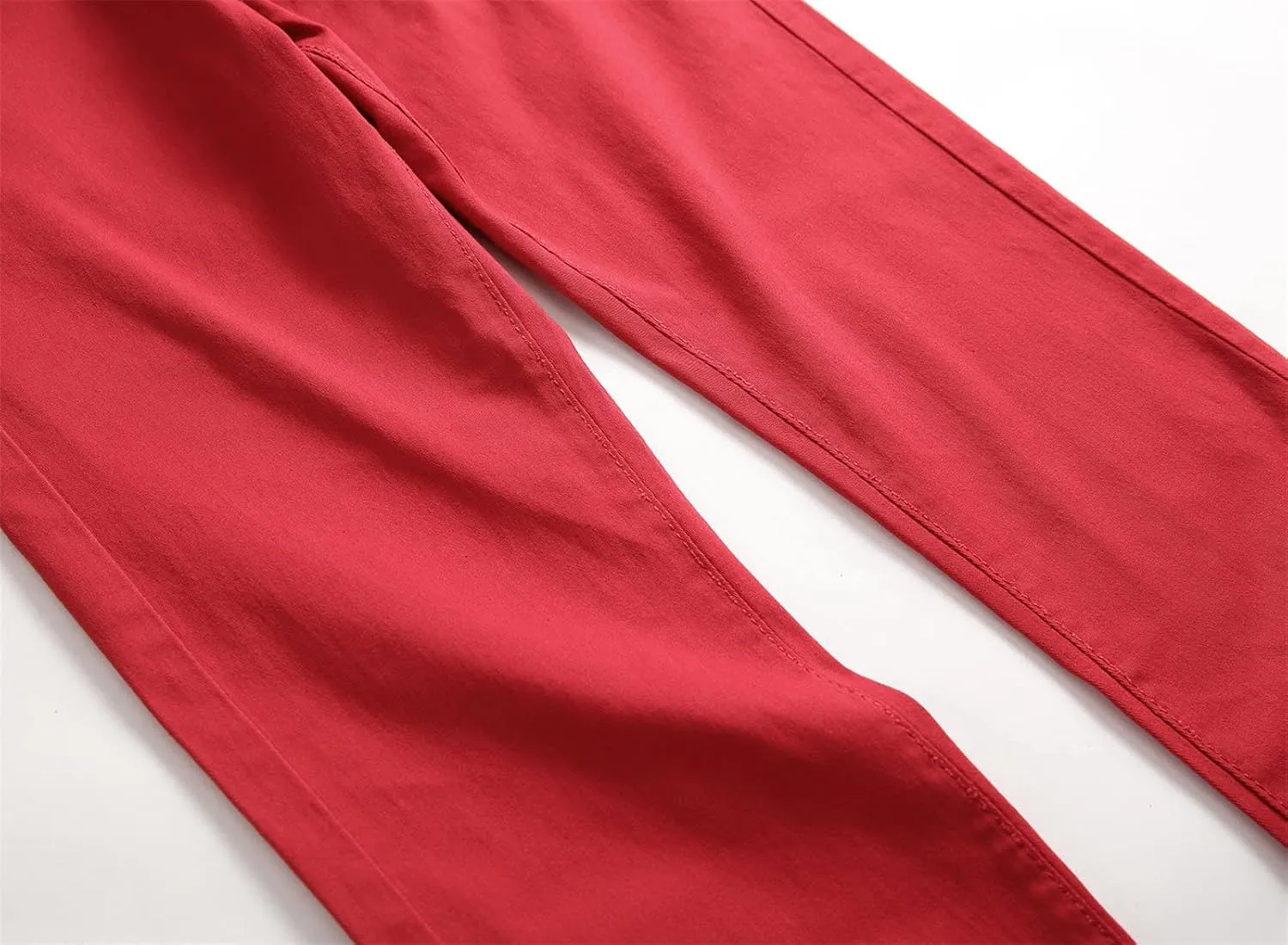 Men's Slim Fit Skinny Stretch Jeans Vintage Distressed Comfy Denim Pants Washed Straight Leg Comfy Jean Trousers (Red,40)