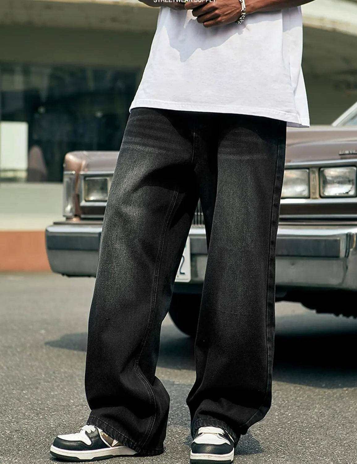 Mens Straight Leg Jeans Y2k Baggy Skater Jeans Joggers Vintage Denim Pants for Men