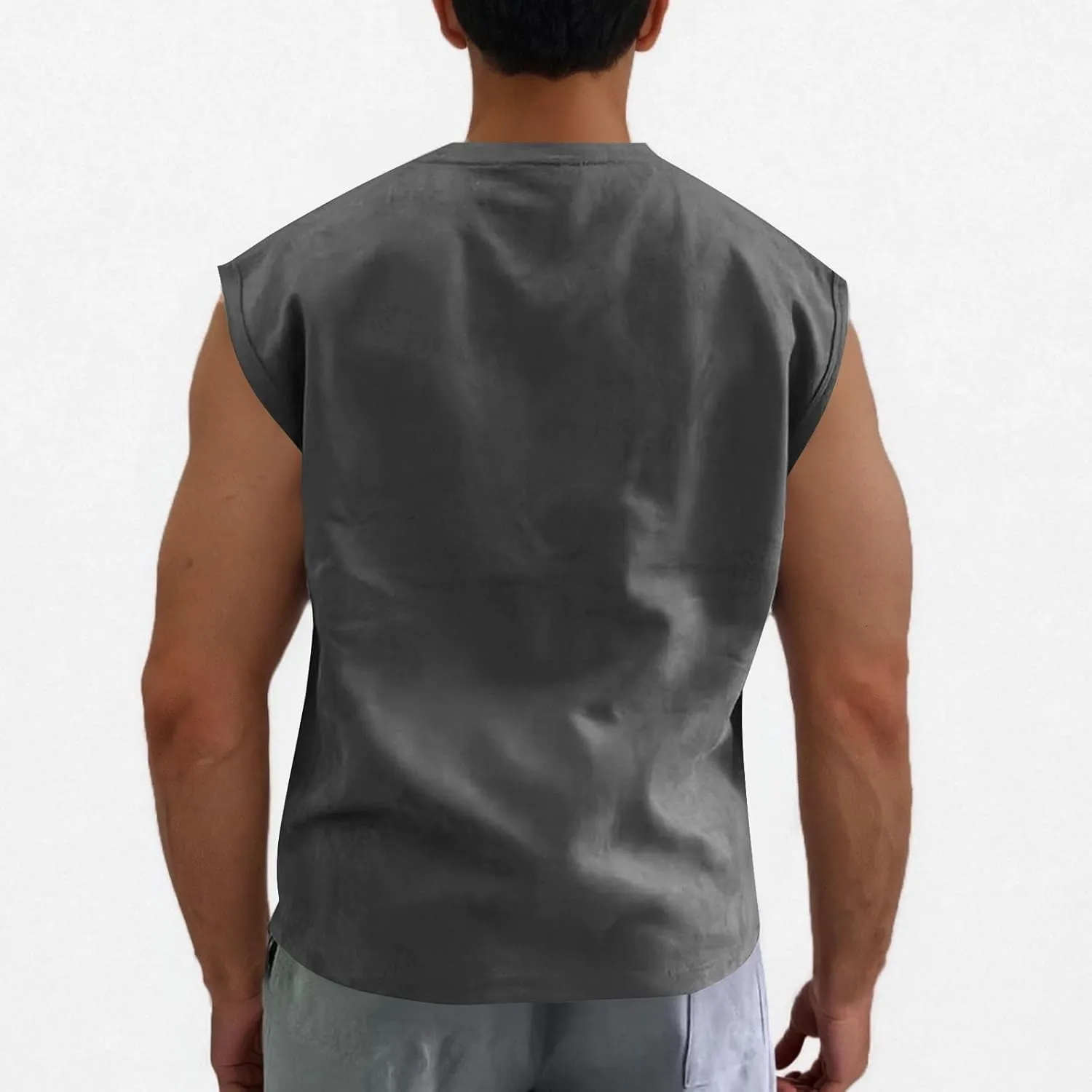 Men's Suede Tank Top Sports Pullover Round Neck Fitness Gym Running Athletic Sleeveless Tops Bodybuilding Muscle