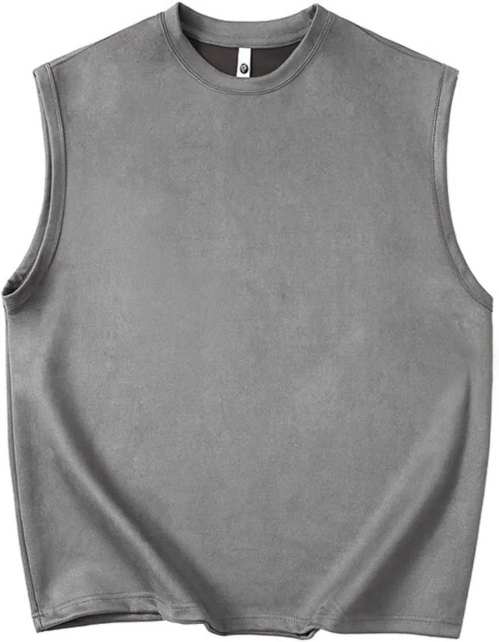 Men's Suede Tank Top Sports Pullover Round Neck Fitness Gym Running Athletic Sleeveless Tops Bodybuilding Muscle