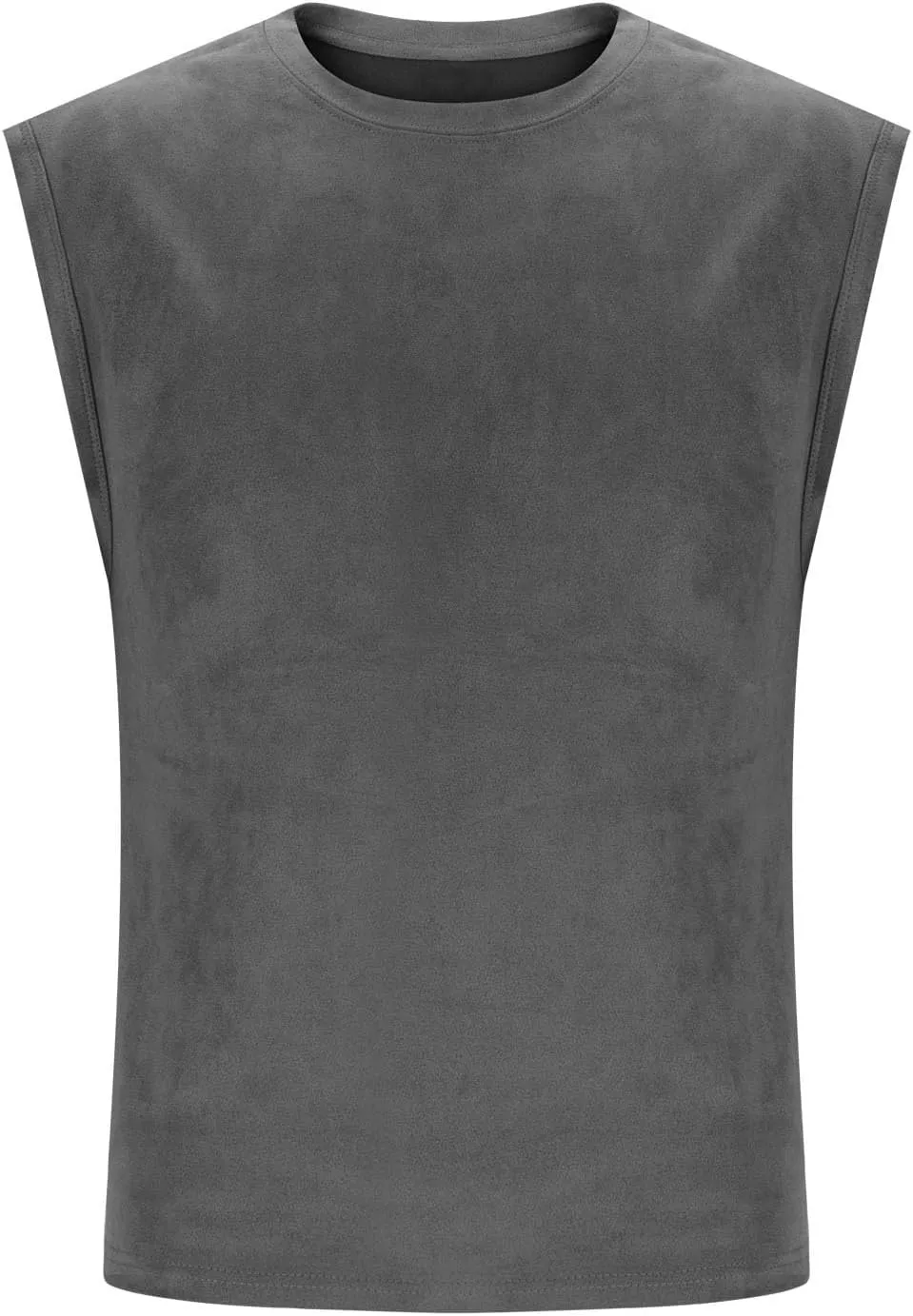 Men's Suede Tank Top Sports Pullover Round Neck Fitness Gym Running Athletic Sleeveless Tops Bodybuilding Muscle