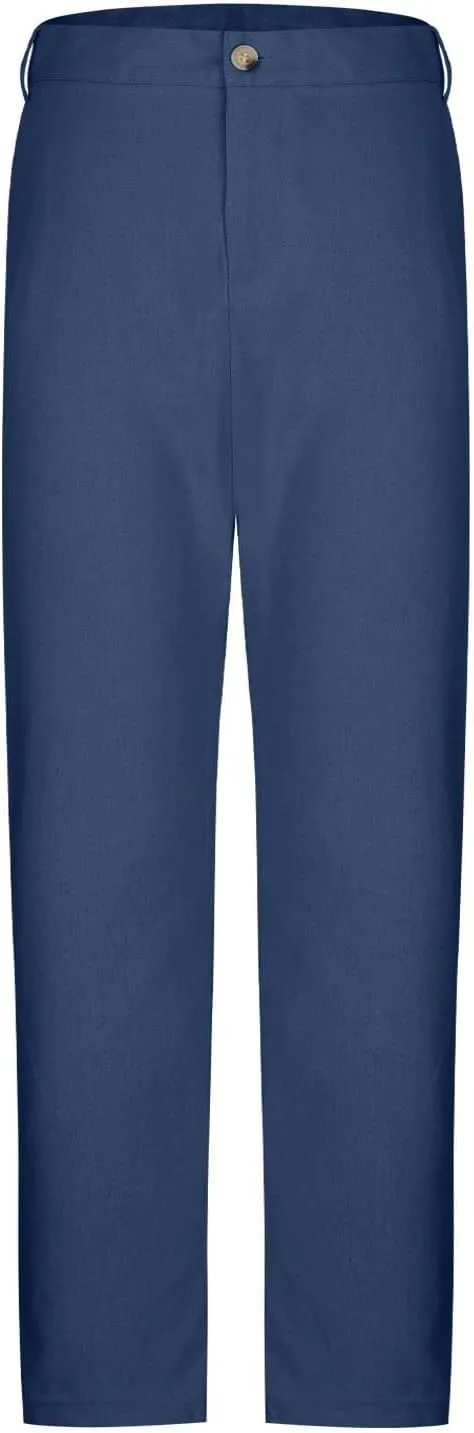 Mens Summer Linen Pants Elastic Waist with Button Casual Lightweight Beach Yoga Lounge Loose Fit Comfort Pants