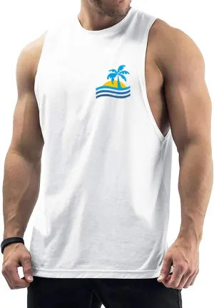 Men's Workout Tank Tops Cotton Gym Cut Off Sleeveless T Shirt Bodybuilding Fitness Muscle Athletic Tank Tops