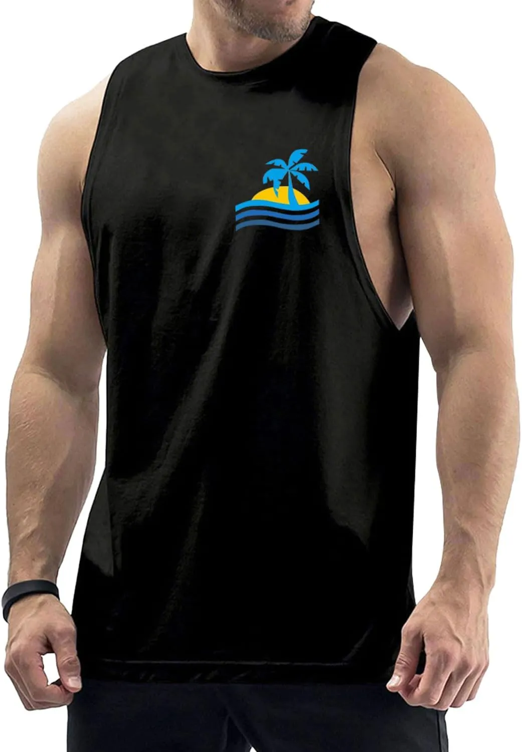 Men's Workout Tank Tops Cotton Gym Cut Off Sleeveless T Shirt Bodybuilding Fitness Muscle Athletic Tank Tops