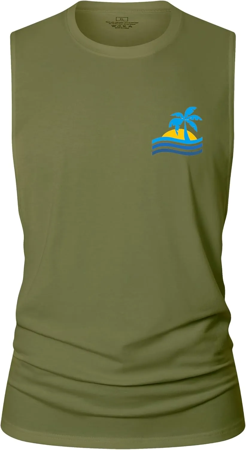 Men's Workout Tank Tops Cotton Gym Cut Off Sleeveless T Shirt Bodybuilding Fitness Muscle Athletic Tank Tops
