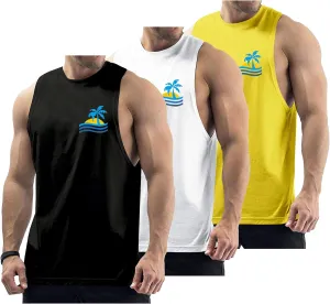 Men's Workout Tank Tops Cotton Gym Cut Off Sleeveless T Shirt Bodybuilding Fitness Muscle Athletic Tank Tops