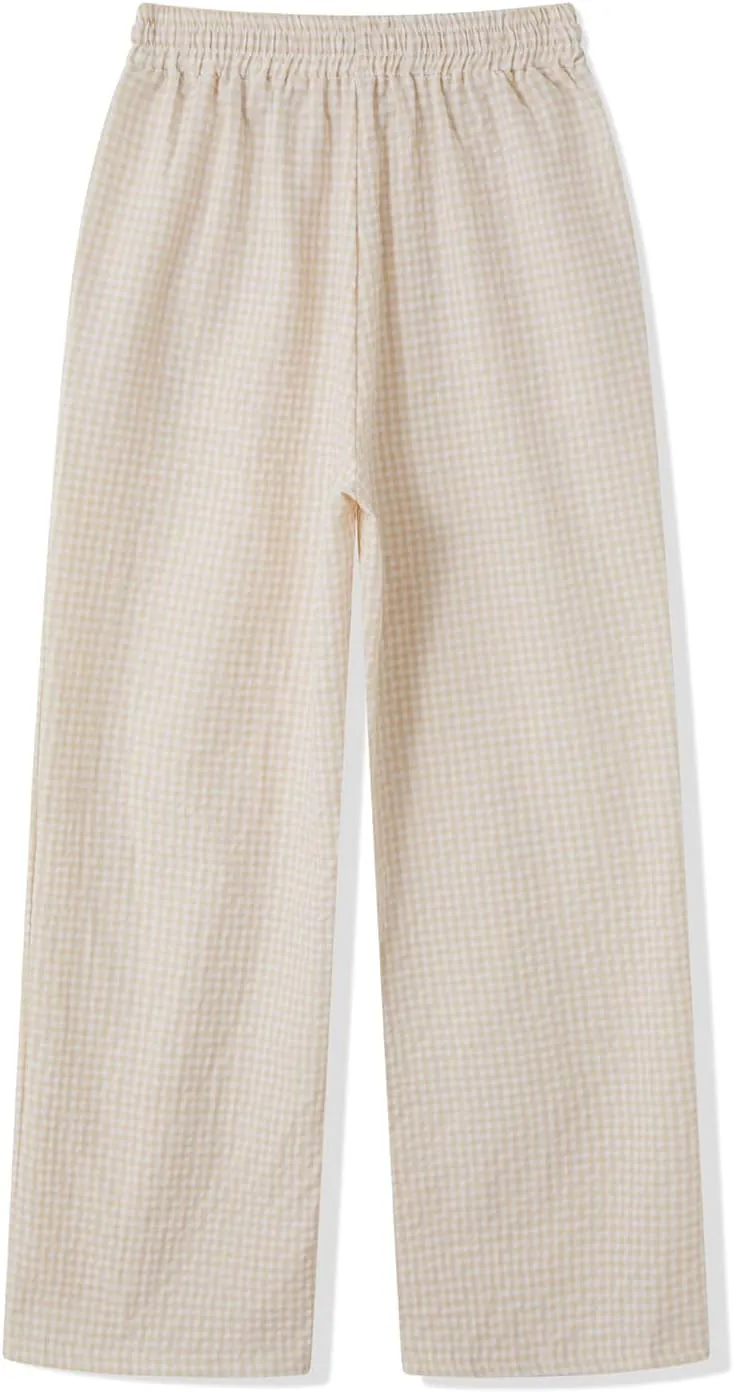 Muineobuka Women Y2k Striped Pajama Pants Wide Leg Stripes Plaid Lounge Pants High Waist Striped Pj Pants Trousers