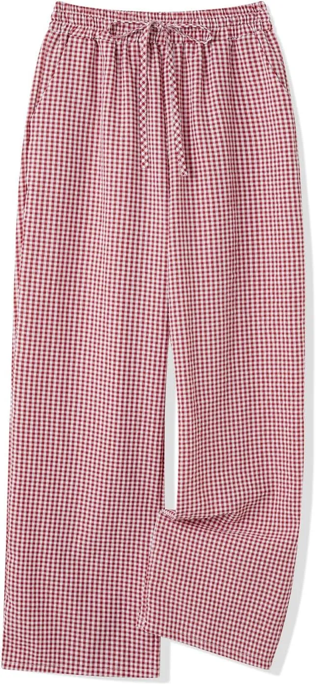 Muineobuka Women Y2k Striped Pajama Pants Wide Leg Stripes Plaid Lounge Pants High Waist Striped Pj Pants Trousers
