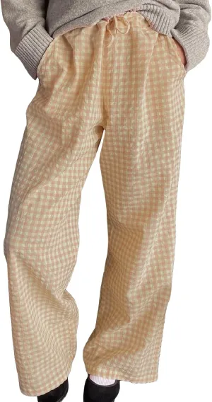 Muineobuka Women Y2k Striped Pajama Pants Wide Leg Stripes Plaid Lounge Pants High Waist Striped Pj Pants Trousers