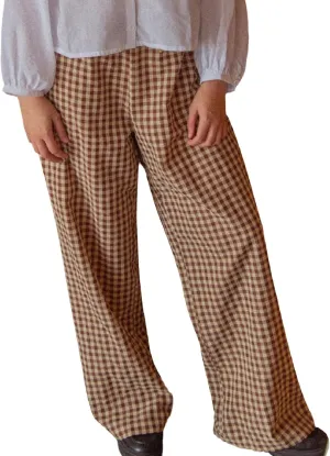 Muineobuka Women Y2k Striped Pajama Pants Wide Leg Stripes Plaid Lounge Pants High Waist Striped Pj Pants Trousers