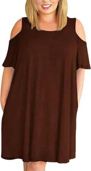 Plus Size Dresses for Curvy Women 2025 Summer Casual Short Sleeve Tshirt Midi Dress with Pockets Beach Vacation Dress