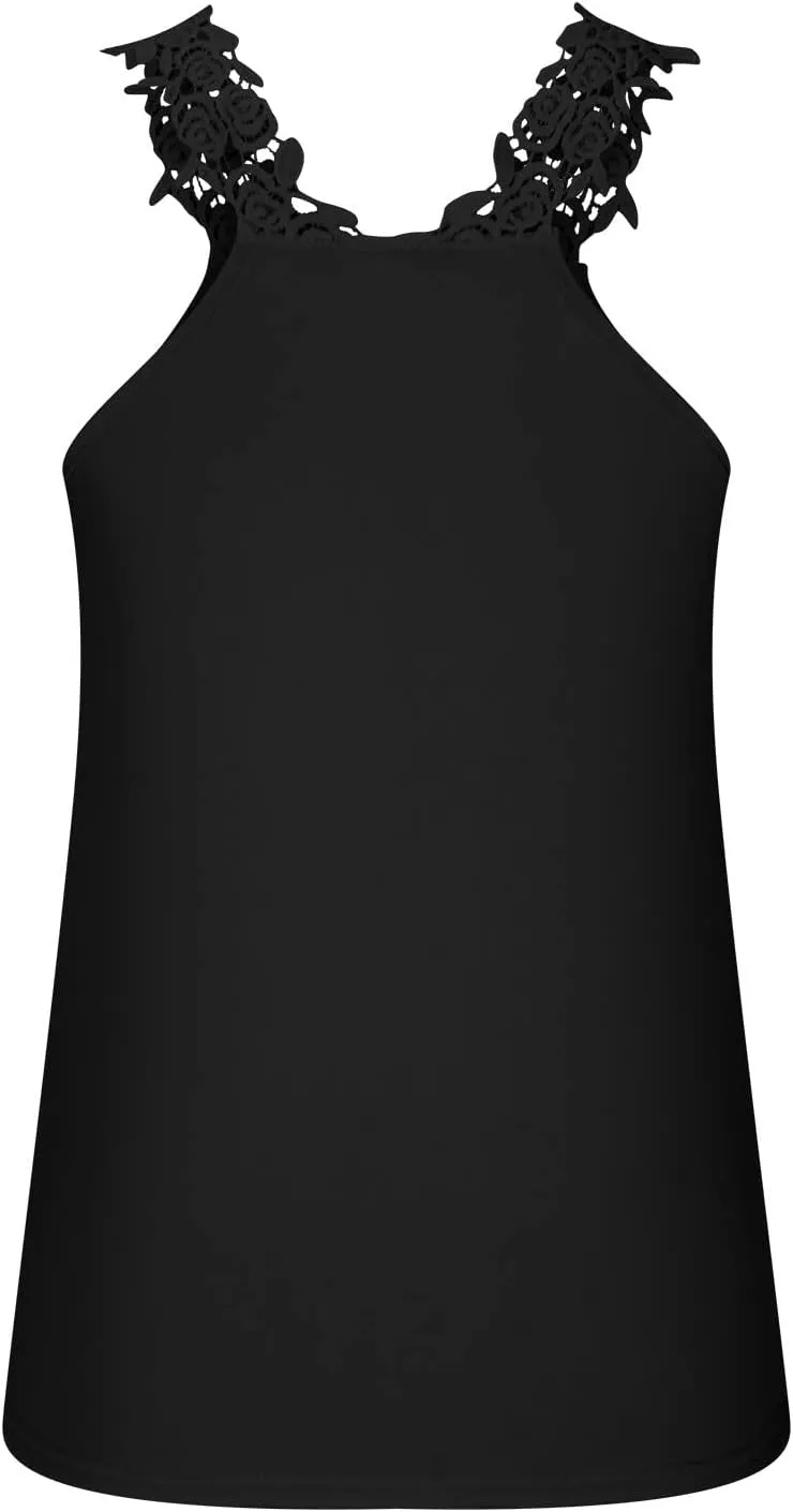 Sexy Lace Crochet Tank Tops for Women 2023 Summer Sleeveless t-Shirt Casual Loose Blouse Trendy