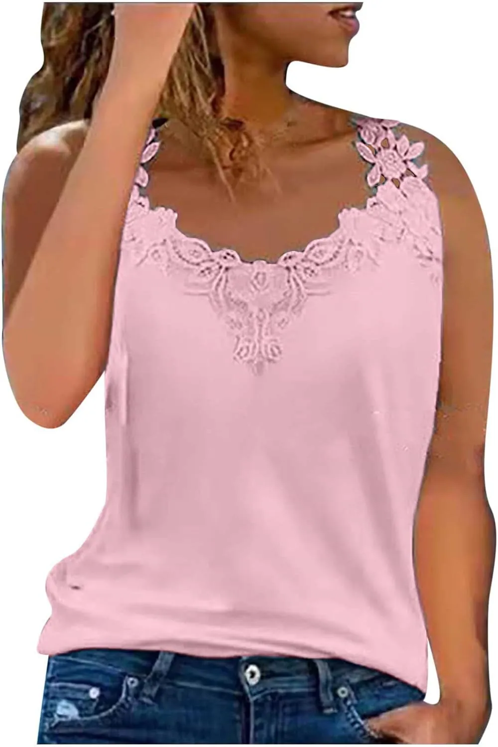 Sexy Lace Crochet Tank Tops for Women 2023 Summer Sleeveless t-Shirt Casual Loose Blouse Trendy
