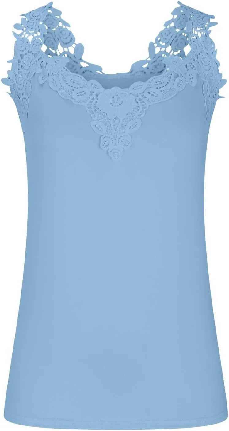 Sexy Lace Crochet Tank Tops for Women 2023 Summer Sleeveless t-Shirt Casual Loose Blouse Trendy